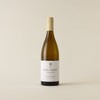 White wine bottle with sauvignon blanc wine inside. A white label with Dog Point logo. A cream screwtop and neck label. 
